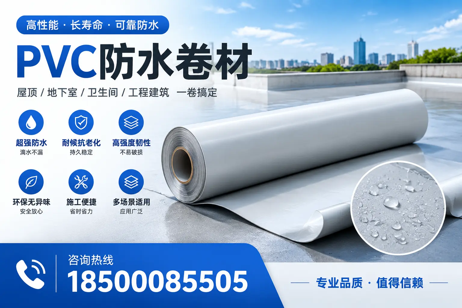 PVC防水卷材的防水效果评测,适合琼海的科学依据